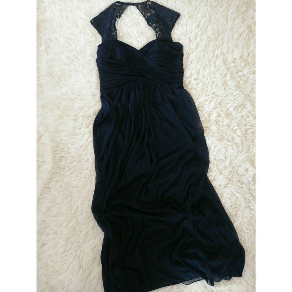 Flowy Navy Blue Prom Dress